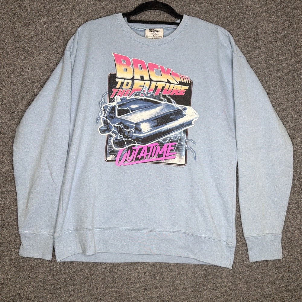 Back To The Future Universal Studios Fleece Sweatshirt Size M Blue Pullover